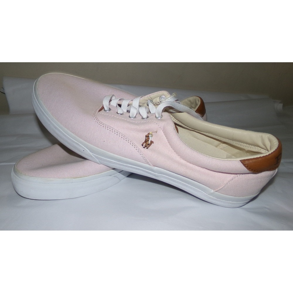 Polo Ralph Lauren Thorton Low Mens 13 Pink Canvas Sneakers Lace Up Shoes